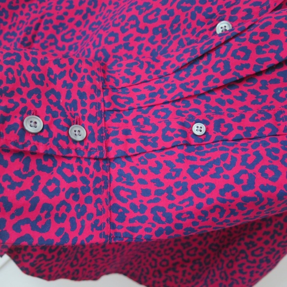 NWT J Crew Factory Shirt Women's XL - Small Leopard Print Fuchsia/Purple Cotton - Picture 3 of 8